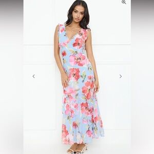 HELLO MOLLY - HIBISCUS HEAT MAXI DRESS BLUE